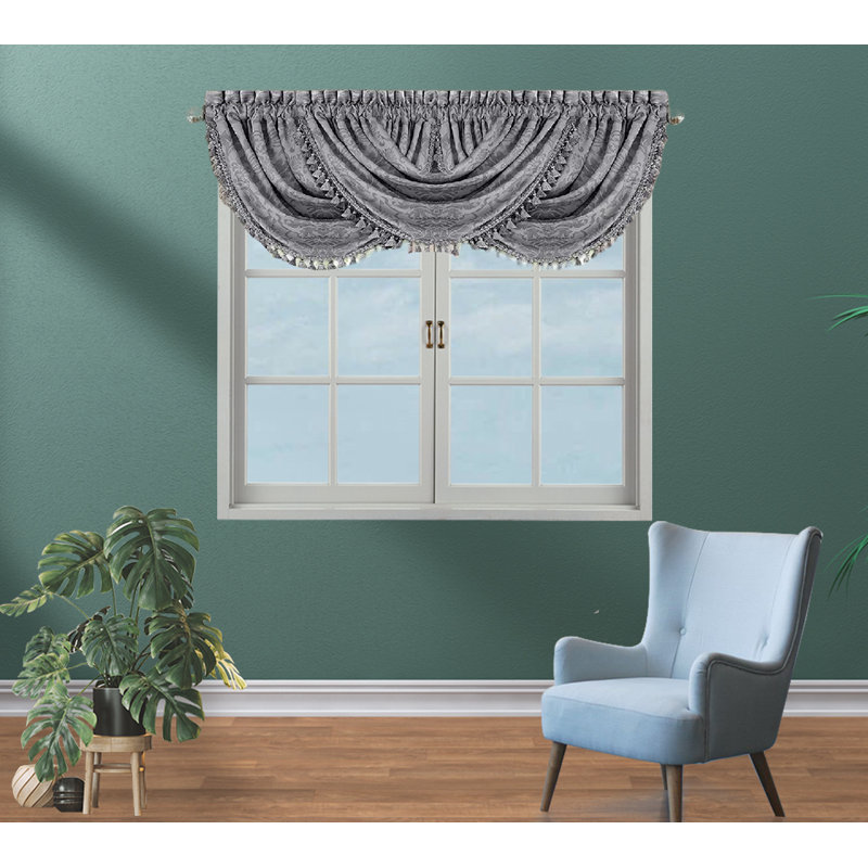 Dillonger Solid Colour 52'' W Window Valance, Silver