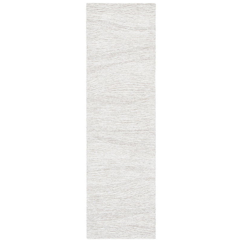 Tapis en laine et coton touffeté à la main Aldwell, Tapis de couloir 2 pi 3 po x 12 pi