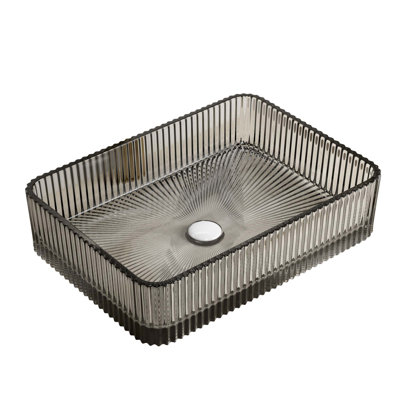 Lavabo de salle de bain rectangulaire en cristal 18 po sans robinet