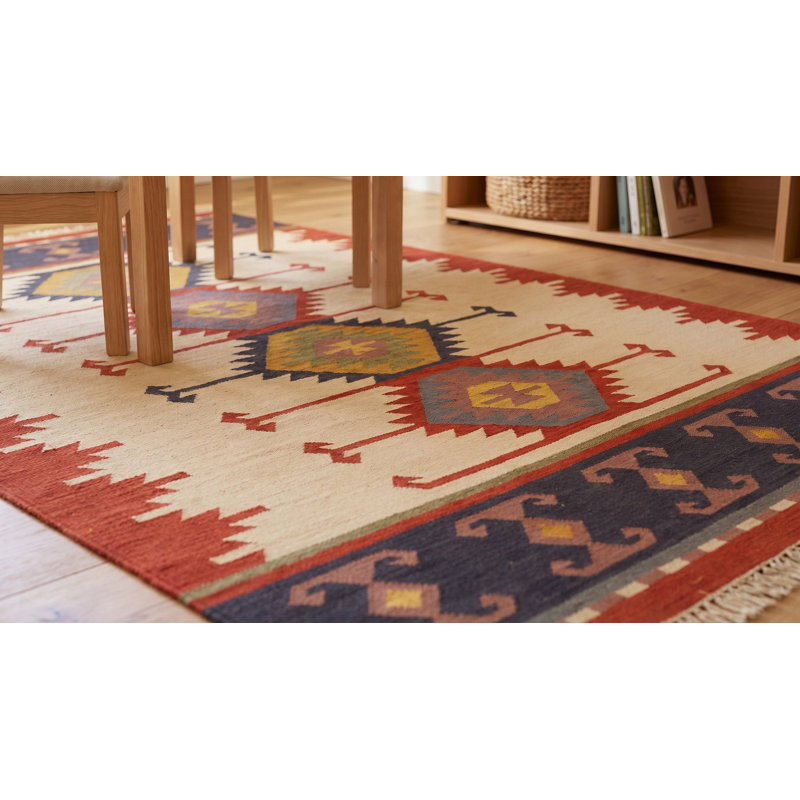 Tapis géométrique Keysari Kilim, Rectangle 8 pi 4 po x 10 pi