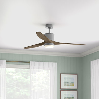 52"  3 - Blade Outdoor LED Smart Propeller Ceiling Fan with Wall Control and Light Kit Included