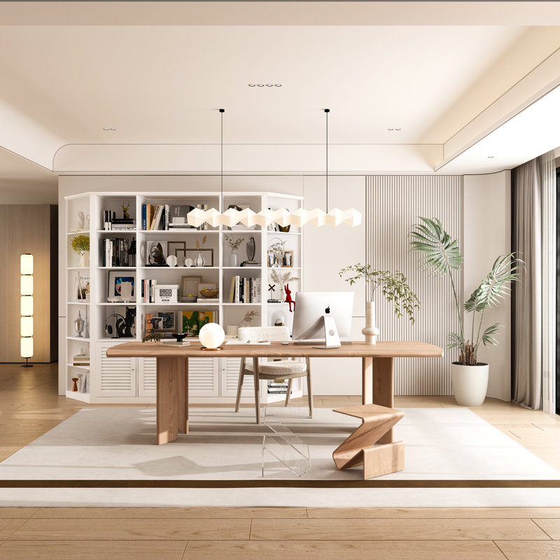 78.7''H X 78'' W White Symmetrical Combination Bookcase With 3-Cabinet And Louvered Doors