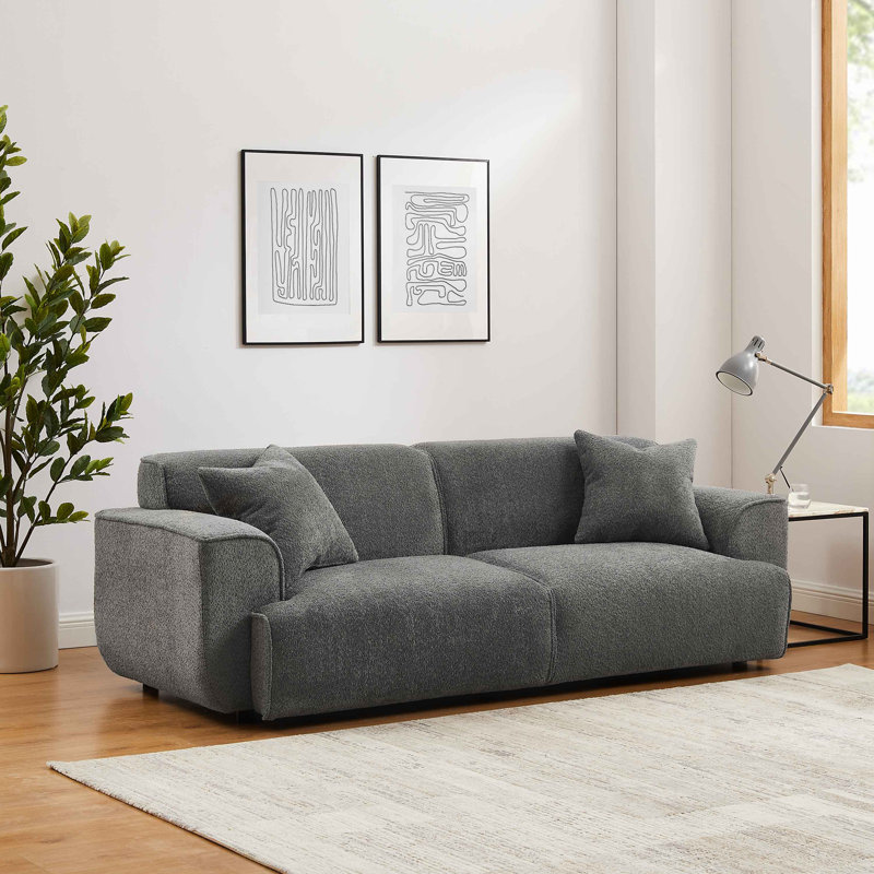 Minimore Modern style sofa 91" W Upholstered 3-Seater Sofa , Gray Boucle