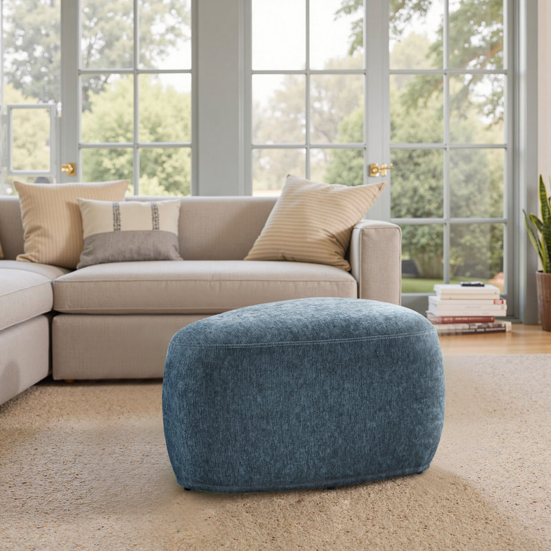 Adna 67.8Cm Wide Triangle Footstool Ottoman, Blue