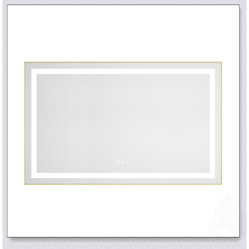 Miroir de salle de bain DEL, 30 po x 48 po, Brun, Horizontal