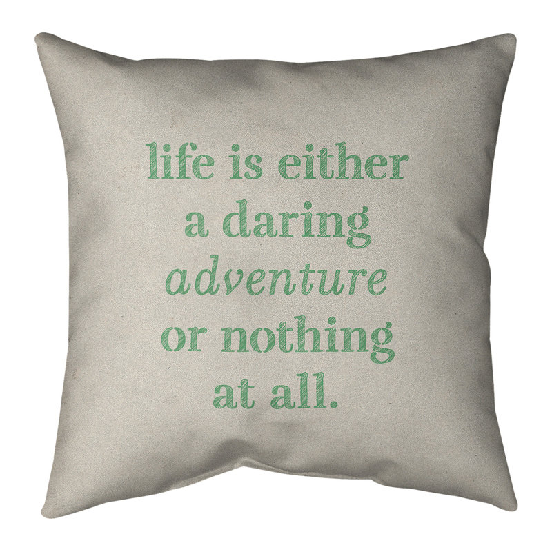 Coussin Handjet, 18 po x 18 po, Beige et vert, Housse de coussin seulement - sans coussin