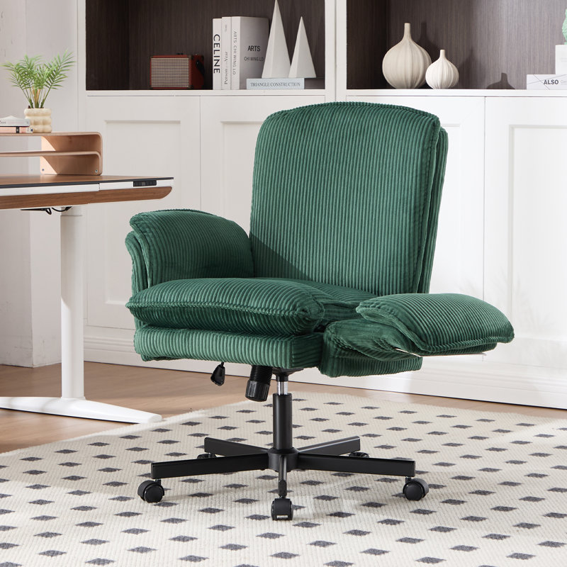 Chaise croisée avec accoudoirs et roulettes Fivewillowise Criss, Vert