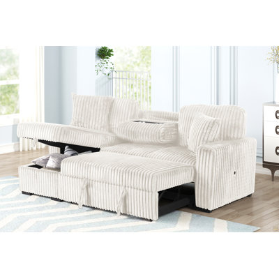 Canapé modulaire moelleux avec canapé-lit en velours crème 