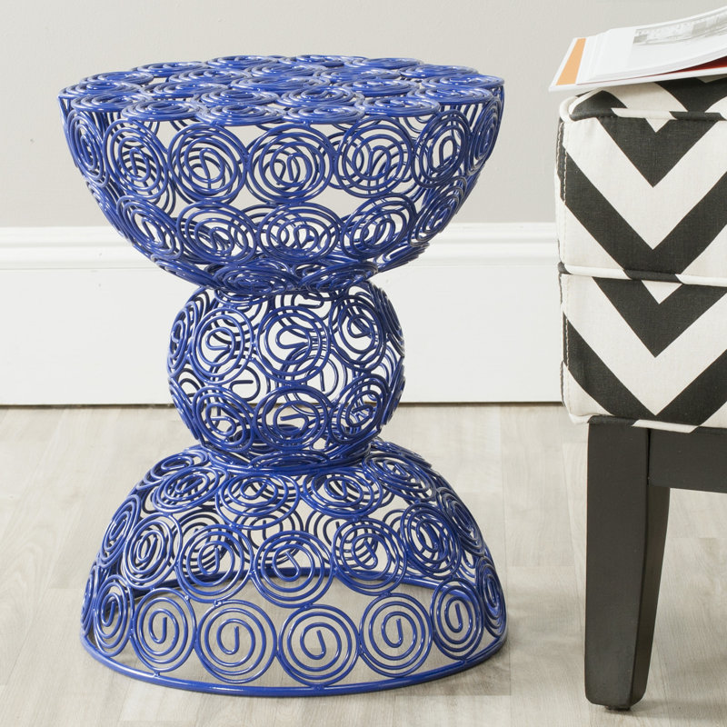 Grid Iron Accent Stool, Dark Blue