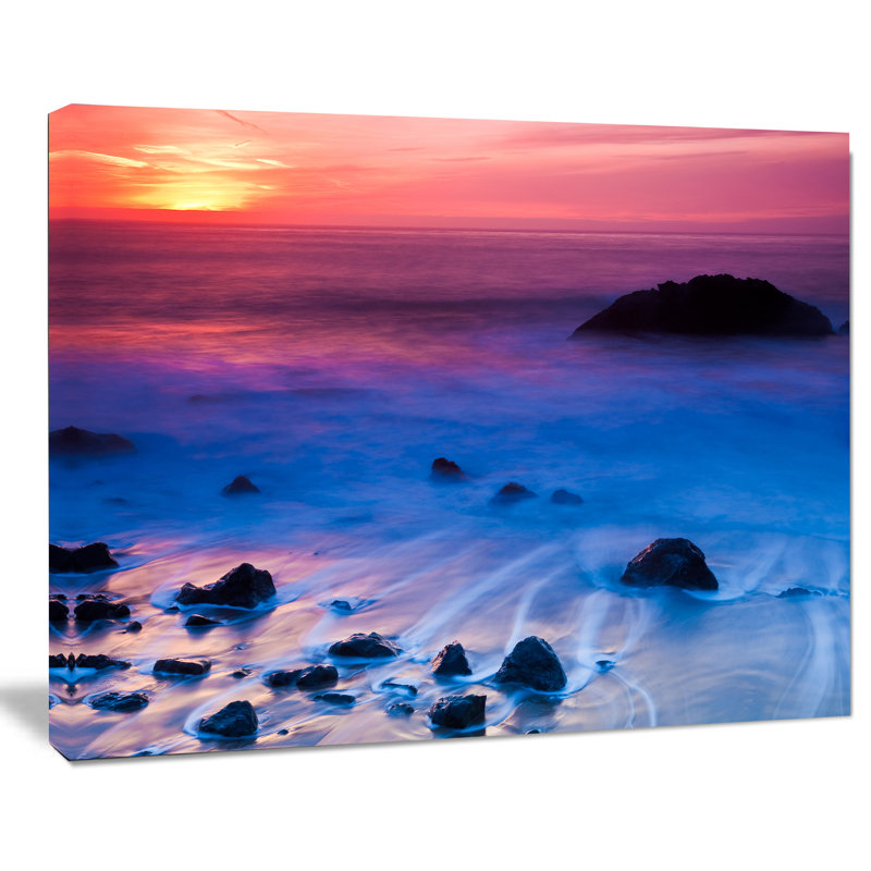 « brillante couleur rocky coast coast »-impression, H 16 po x l 32 po x P 1 po, Toile tendue