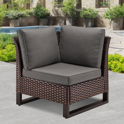 Ingvald Wicker/Rattan Outdoor Patio Armless Accent Chair With Cushions