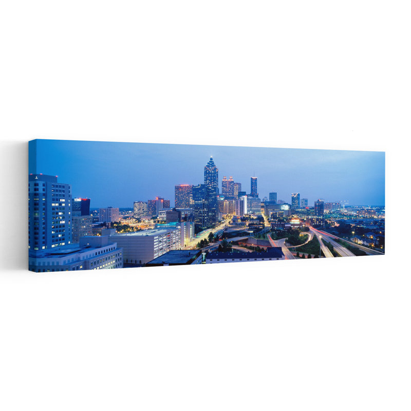 Evening In Atlanta Atlanta Georgia USA 1 Piece Wrapped Canvas Panoramic Wall Art, 30.48 cm H x 91.44 cm W