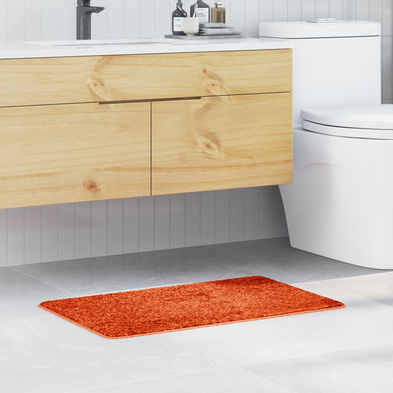 Bath Mat Rectangular Modern, Orange, 50cm, 80cm