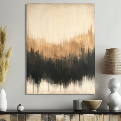 Beige Amd Black Modern Shapes - Abstract Transitional Metal Decor, Modern Metal Print