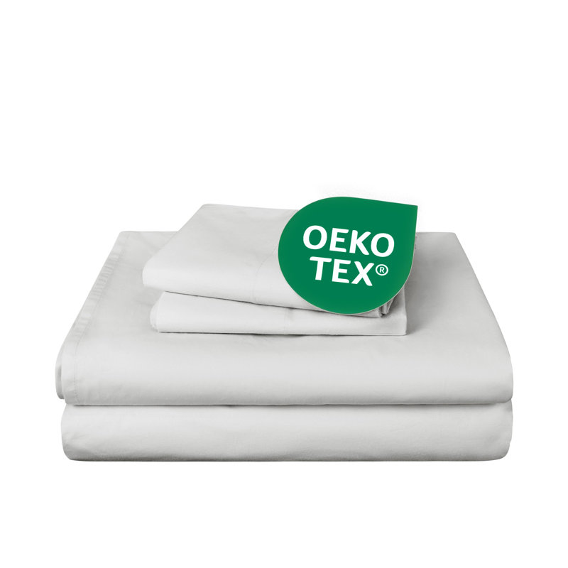 100% Cotton 250 TC Percale Crisp & Breathable Sheet Set With Pillowcase(S), King Sheet Set with 2 Pillowcases, Soft Gray