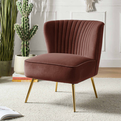 Euclid Velvet Accent Chair With Metal Legs