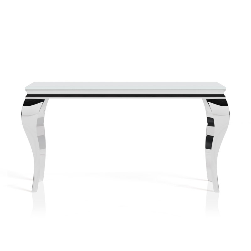 Mehseti 57.5'' Glass Top Console Table, White