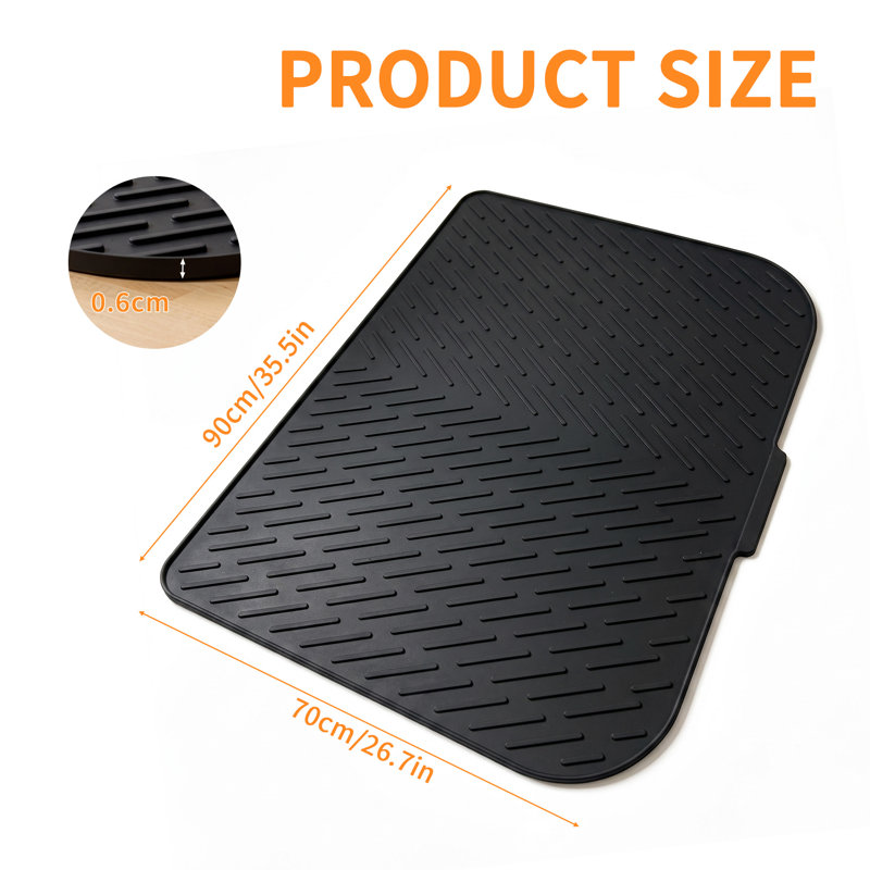 Tapis de litière extra large 90 x 68 cm, en silicone imperméable, pour plusieurs chats, noir., Noir