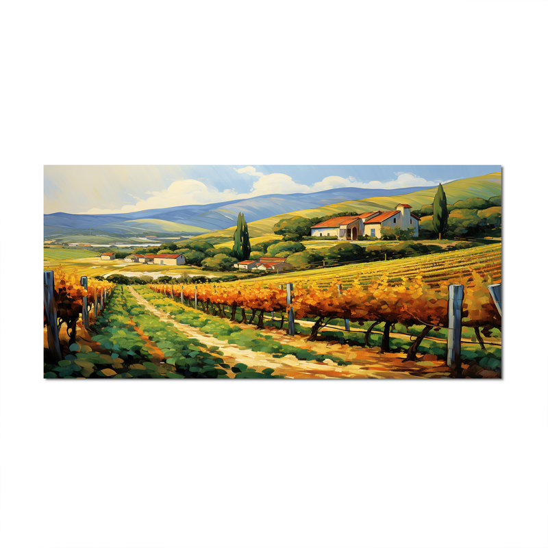 «Van Gogh», reproduction d'art sur toile - Vangogh Sunlit Vineyard II, H 28 po x l 60 po, Toile tendue, Sans cadre