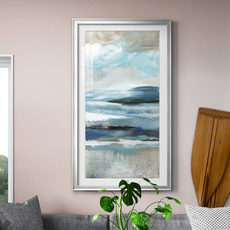 «Distant Drama II», peinture sur toile encadrée, H 26,5 po x l 36,5 po x P 1,5 po, Argent