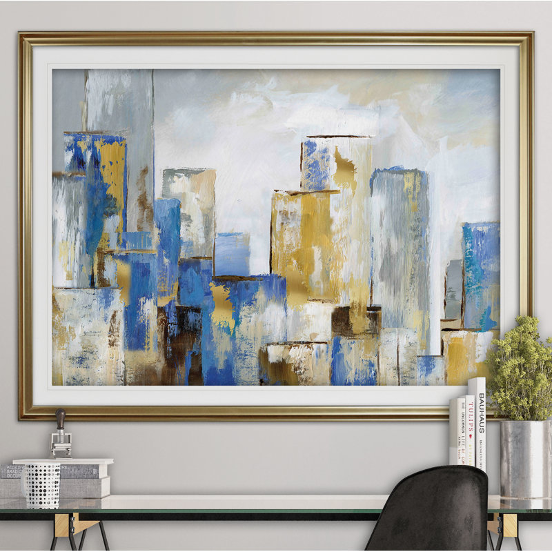 City Blues I - reproduction de cadre photo, H 28 po x l 38 po x P 1,5 po, Or