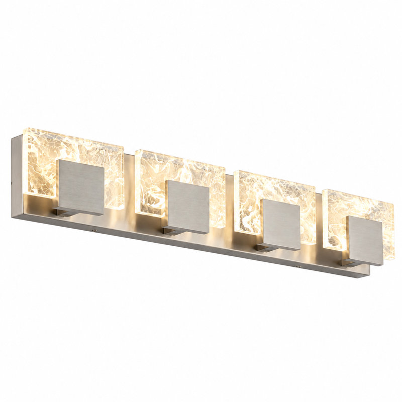 4-Light Modern Bathroom Vanity Light, Nickel