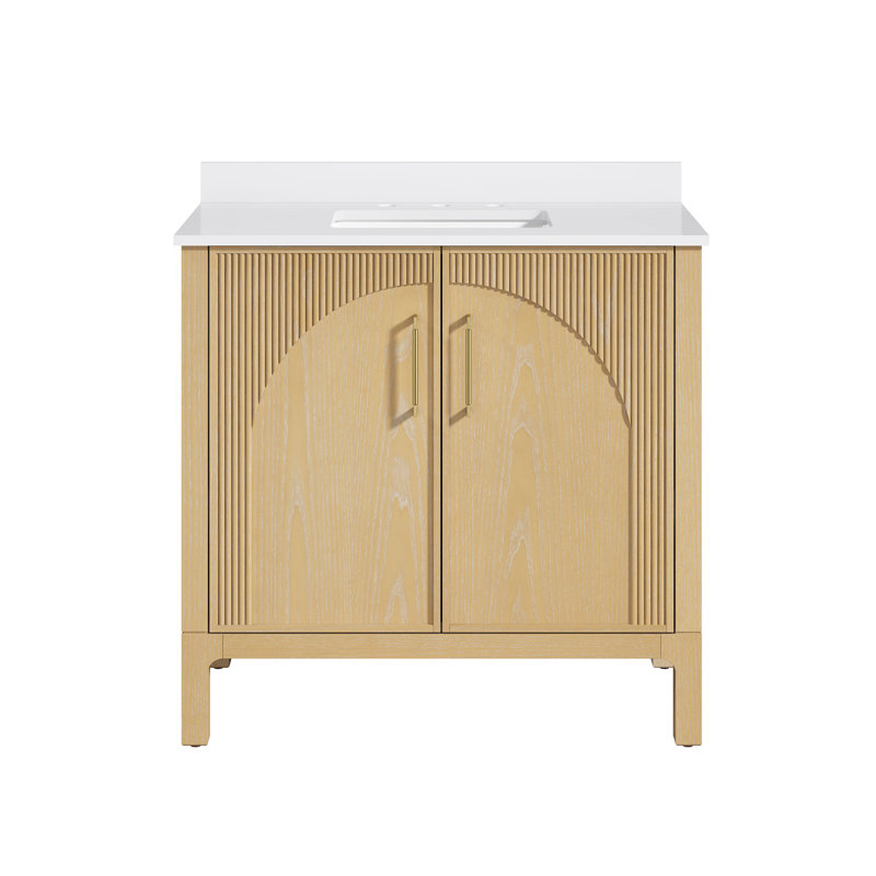 Ensemble de meuble-lavabo simple OVE Alice, 36", Bois de frêne rustique