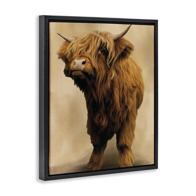 Mini vache Highland sur cadre flottant neutre, design par Renel Peters