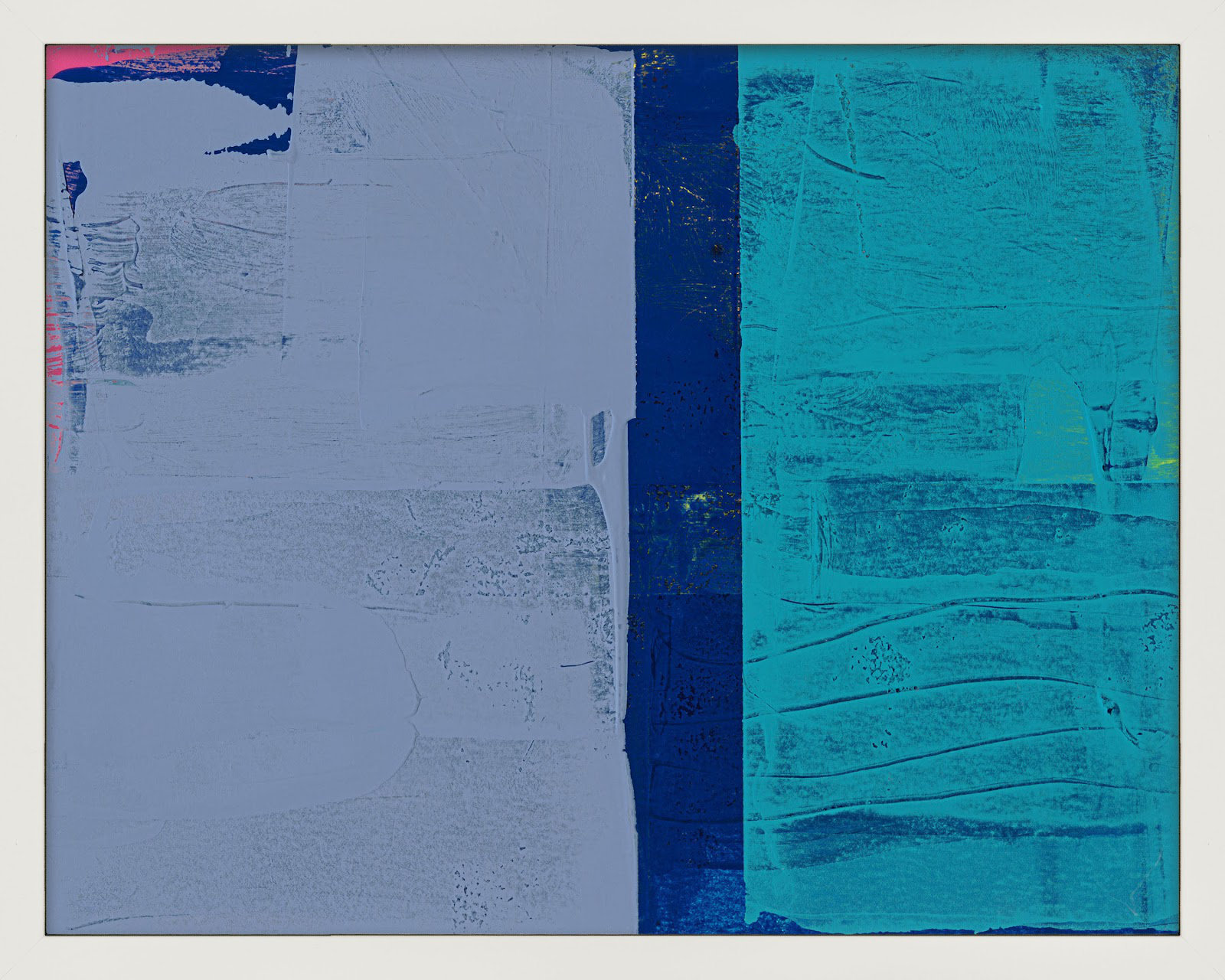 Bold In Blue 2 by Andrea Stokes, 40" H x 50" W x 1.25" D, White Framed