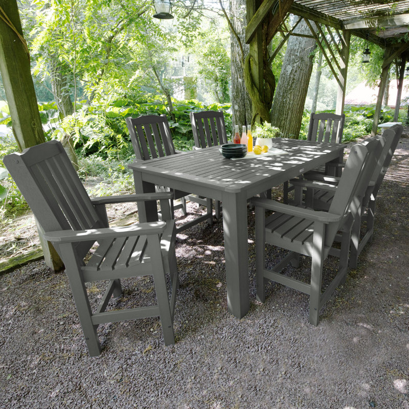 Midwest 6 - Person Patio Dining Set with Rectangular Table, Coastal Teak, 36'' H x 42'' W x 72'' L