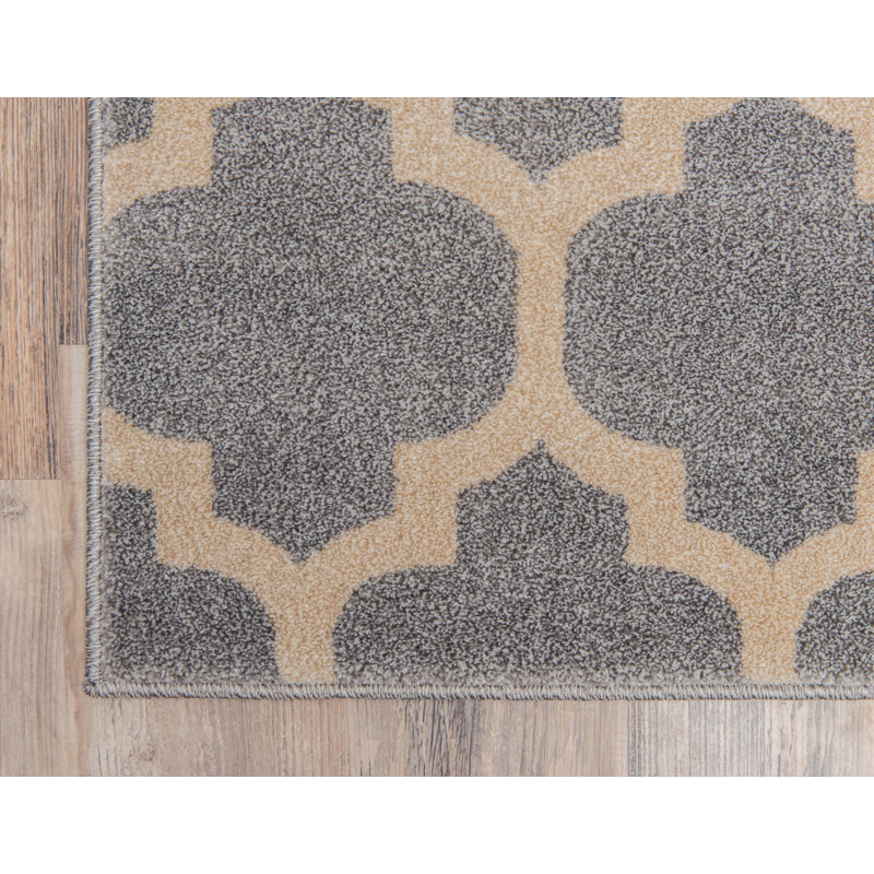 Tapis à motif géométrique gris Molly, Carré 10 pi