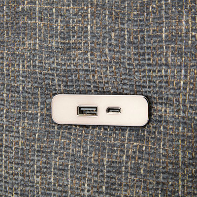 86,6 po Canapé modulaire Canapé modulaire en U Canapé-lit Canapé-lit en L avec repose-pieds mobile et deux ports USB pour le salon, gris