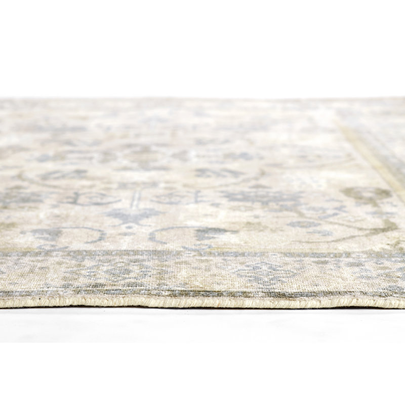 Tapis beige en laine et viscose tissé à la main Bungalow Rose Atenas, Rectangle de 5 pi x 8 pi