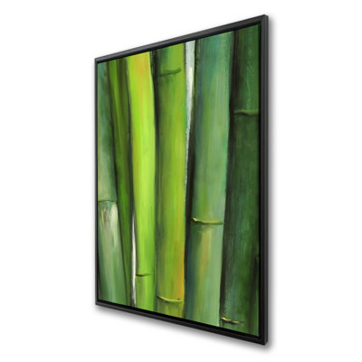 Bambou vert | Décoration de salon sur toile encadrée verte