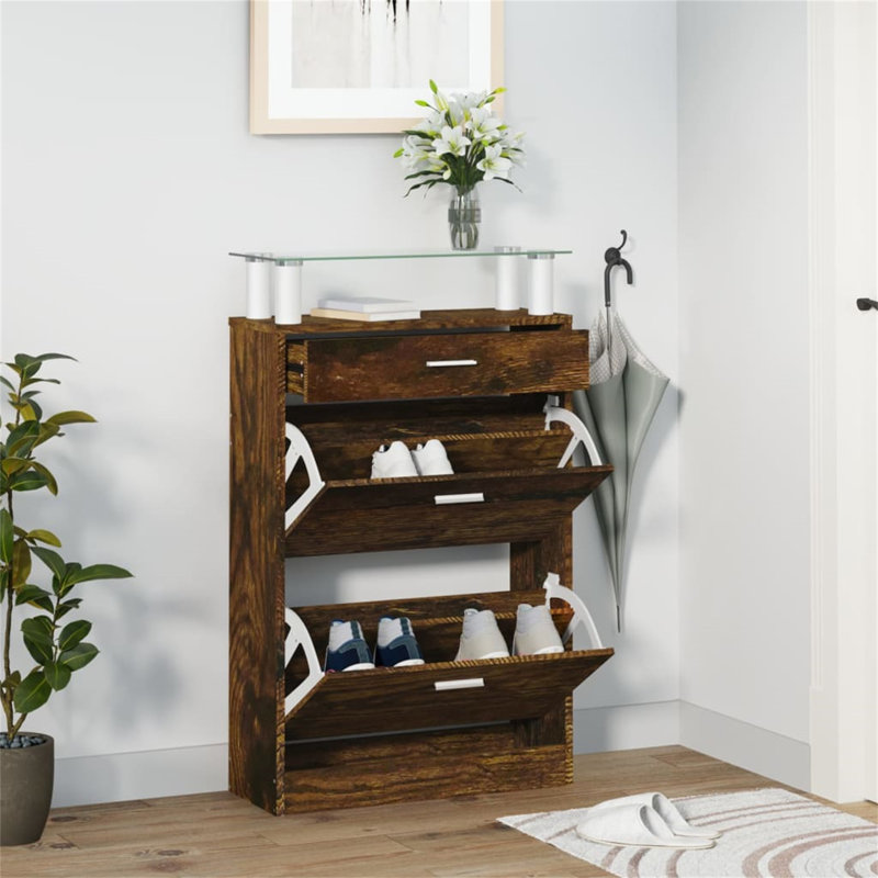 6 Pair Shoe Storage Cabinet, Brown