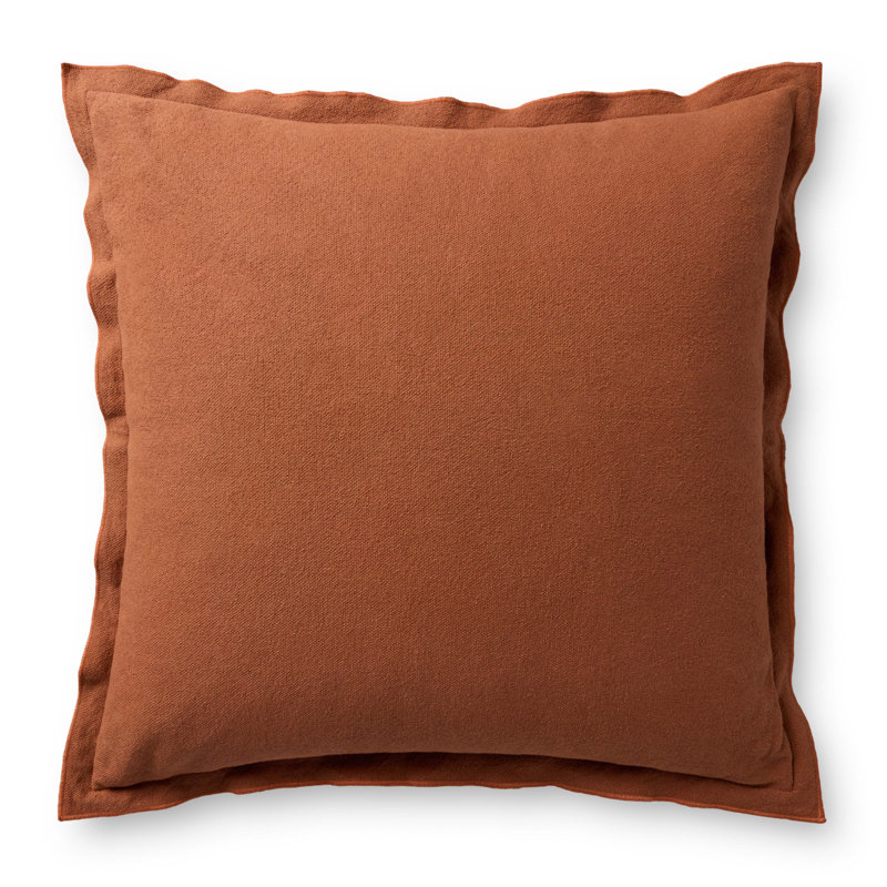 Leanne Ford x Loloi Captain Decorative Pillow, Pillow Cover Only - No Insert, Square 18'', Orange