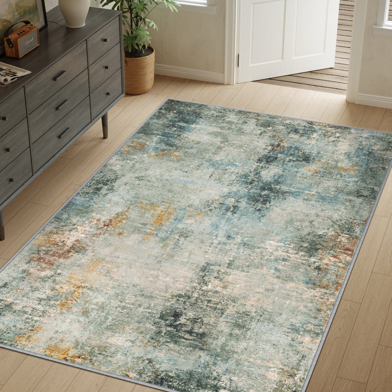 Tapis abstrait Aevum pour salon ou studio moderne, Rectangle 6 pi 3 po x 8 pi 6 po