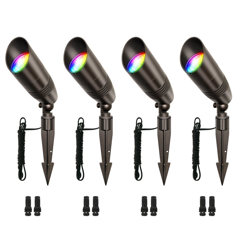 Projecteur câblé 4PK RVB bronze huilé à basse tension