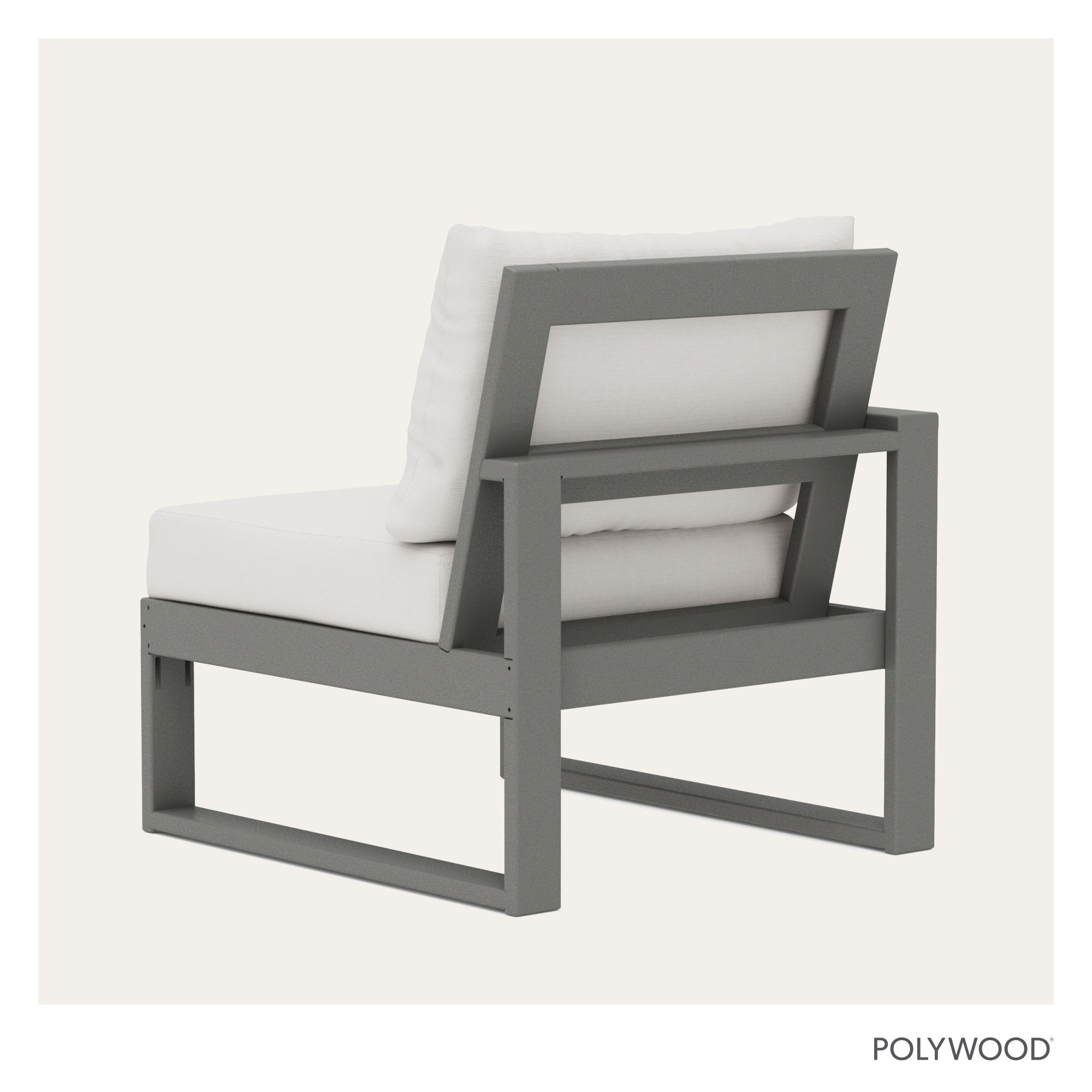 POLYWOOD Outdoor Lounge Chair, Natural Linen, Slate Gray