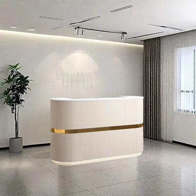 62.99-Inch Modern Design Cashier Desk, Writing Desk, and Service Desk with Spacious Surface
