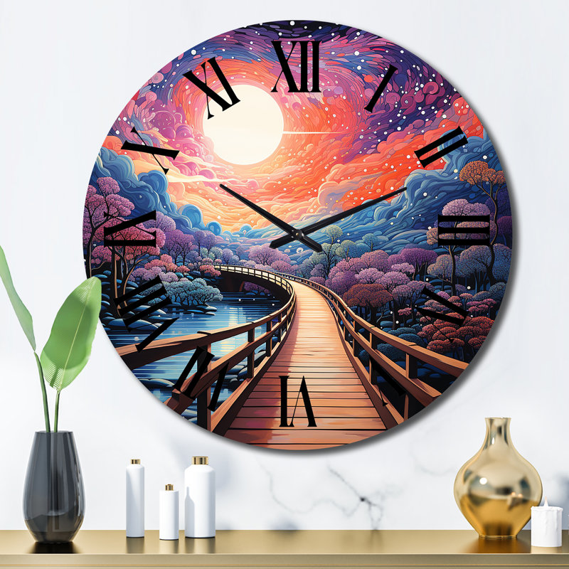 Horloge murale Coral Bridge Dreamy Passage Pointillism I, Grand