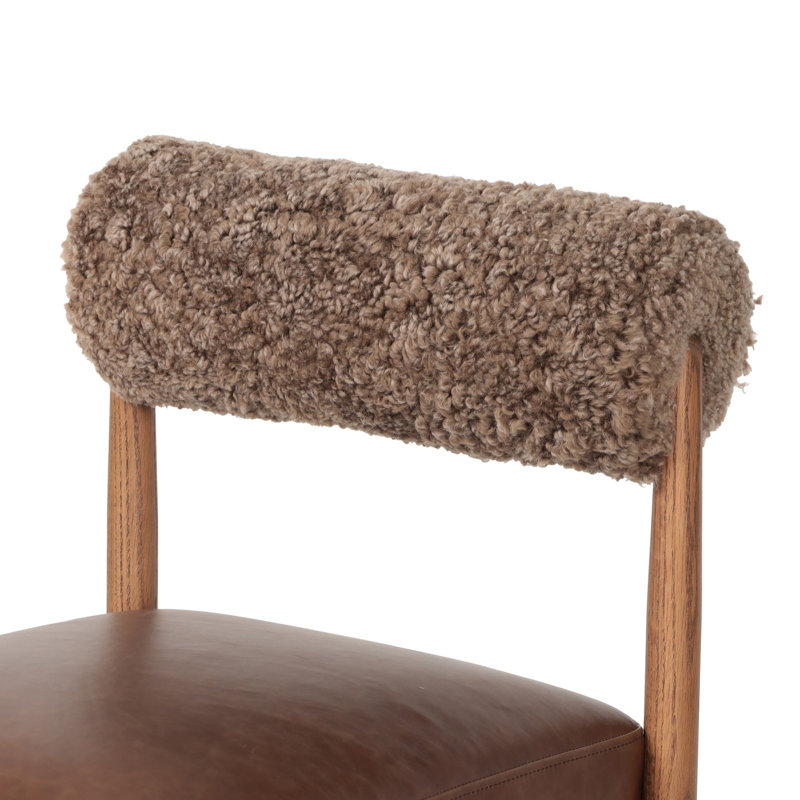 Jazelle Dining Chair-Taupe Shearling, Havana Brown Teddy Fabric