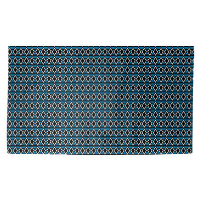 Tapis bleu foncé à carreaux géométriques Avicia