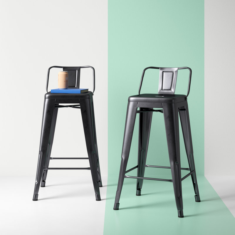 Tabouret Fonseca, Noir, Tabouret (assise à une hauteur de 30,31 po)