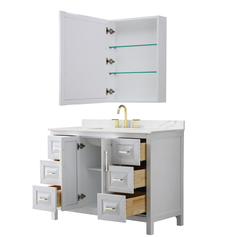 Daria 48'' W Vanity, White, Brushed Gold, Giotto Quartz