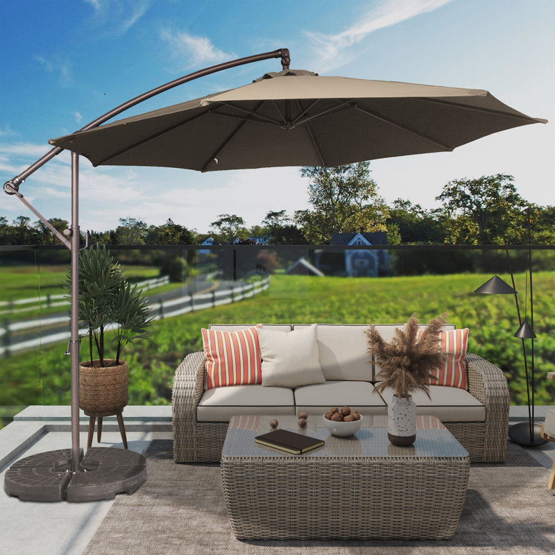 Parasol en porte-à-faux 10 pi Anasa, Brun clair