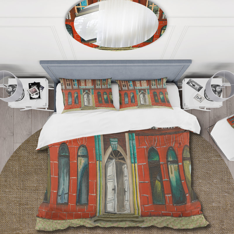 Ensemble de housse de couette Red Face of Shop In Paris II - Microfibre polyester