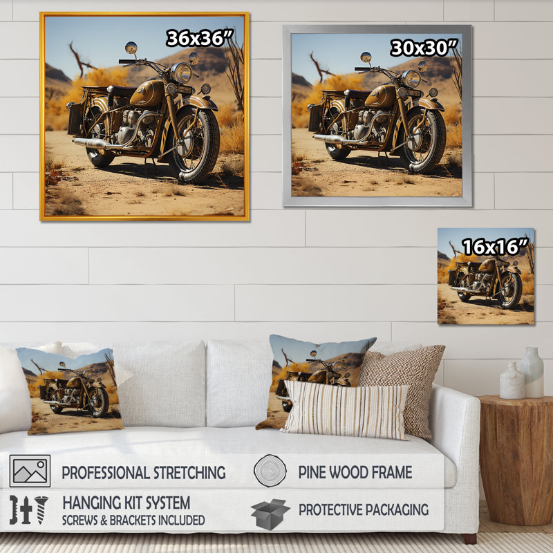 Dessert, vélo rétro sur toile, Cadre doré simple, H 30 po x l 30 po x P 1 po