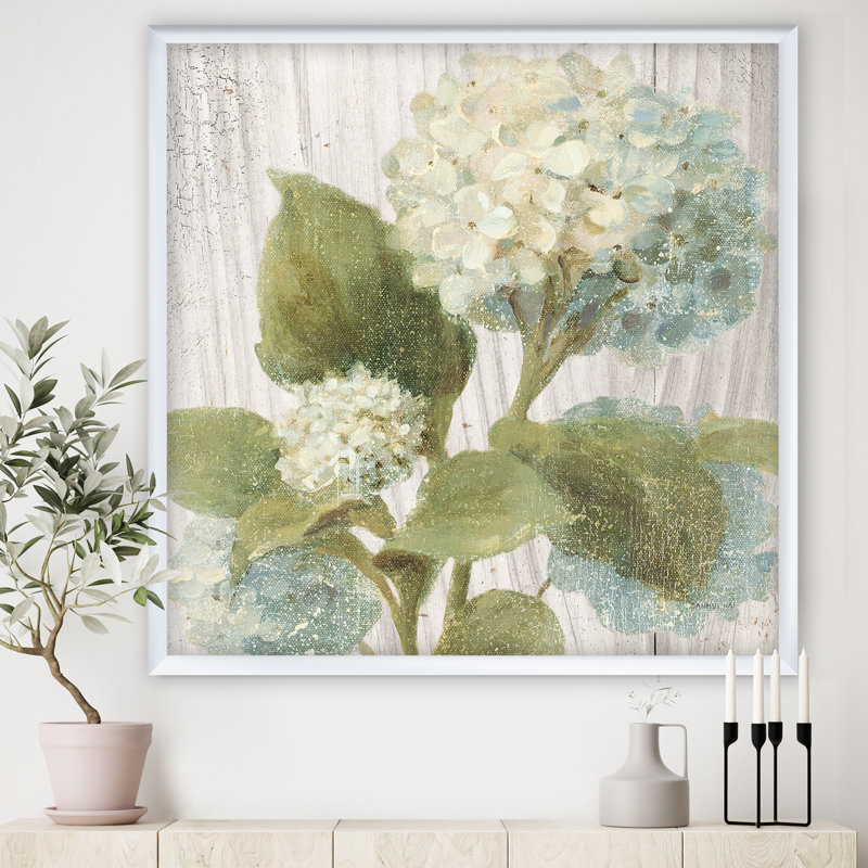 « goauche green fleur ii »-reproduction d’image sur toile, H 30 po x l 30 po x P 1 po, Cadre blanc