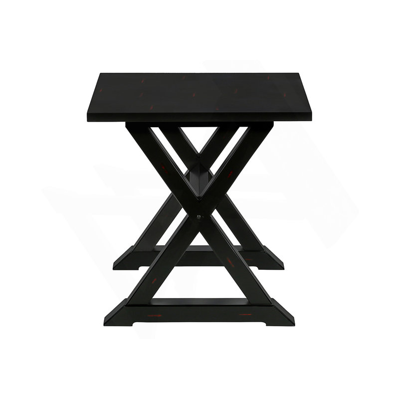 Versatile Transitional Accent Table With Trestle Base, Perfect For Living Room And Bedroom Use, Spacious Square Top., Black